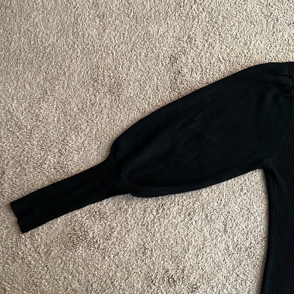 Milly Black Puff Balloon Sleeve Ribbed Sweater - Picture 5 of 8